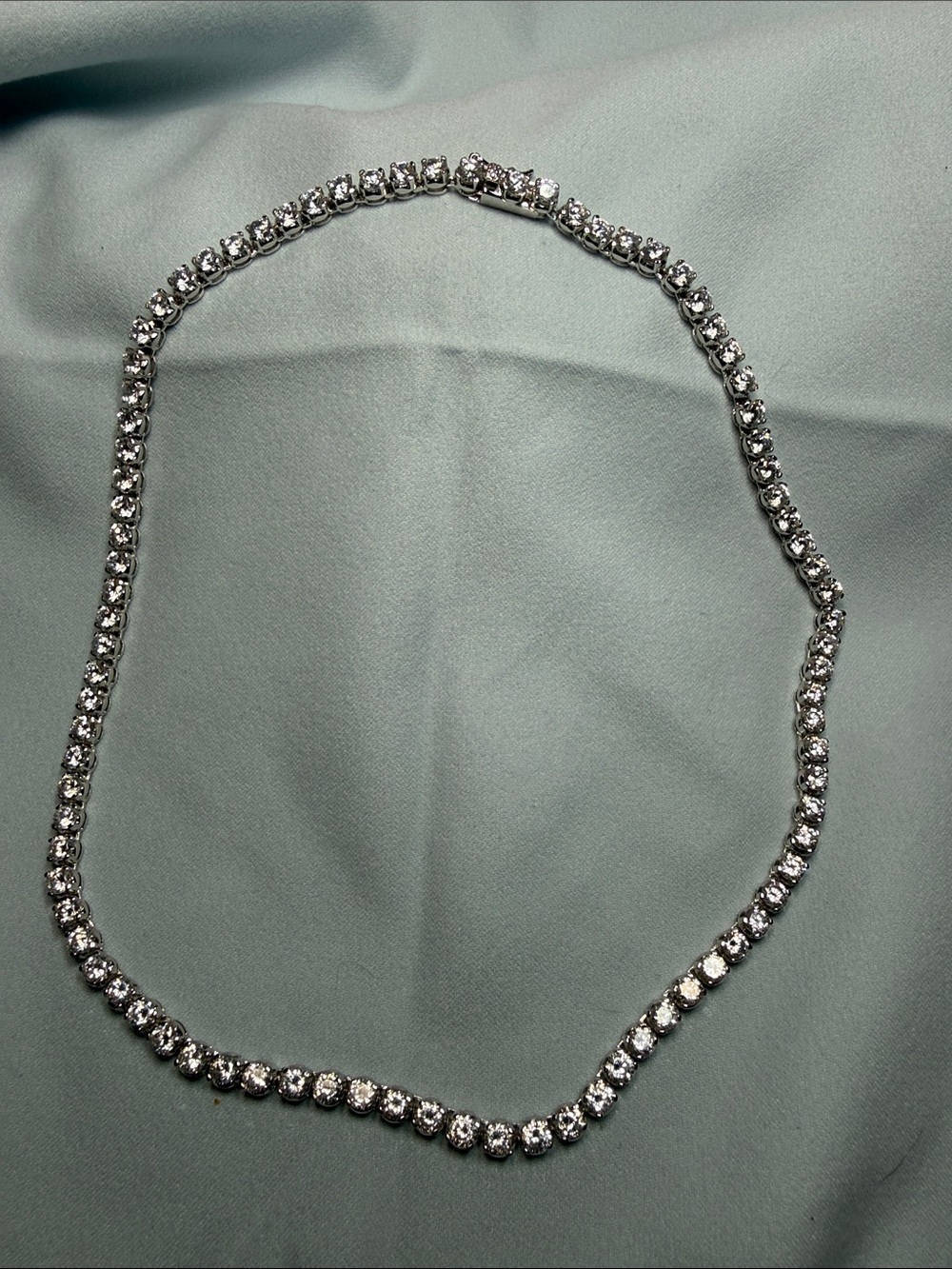 Vintage Nolan Miller Silver Crystal Tennis Necklace - 18 inch